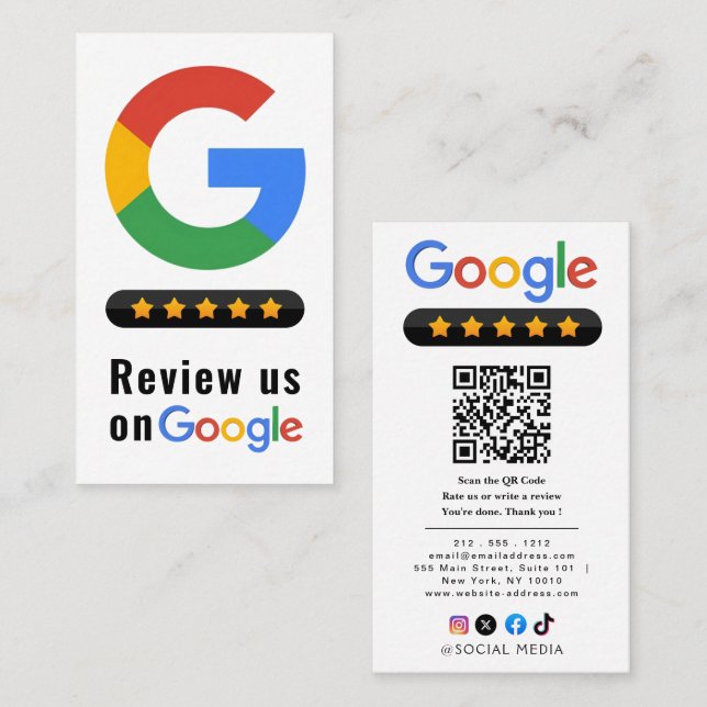 Carte De Visite Review Google Review QR Code Google Ratings (Devant / Derrière)