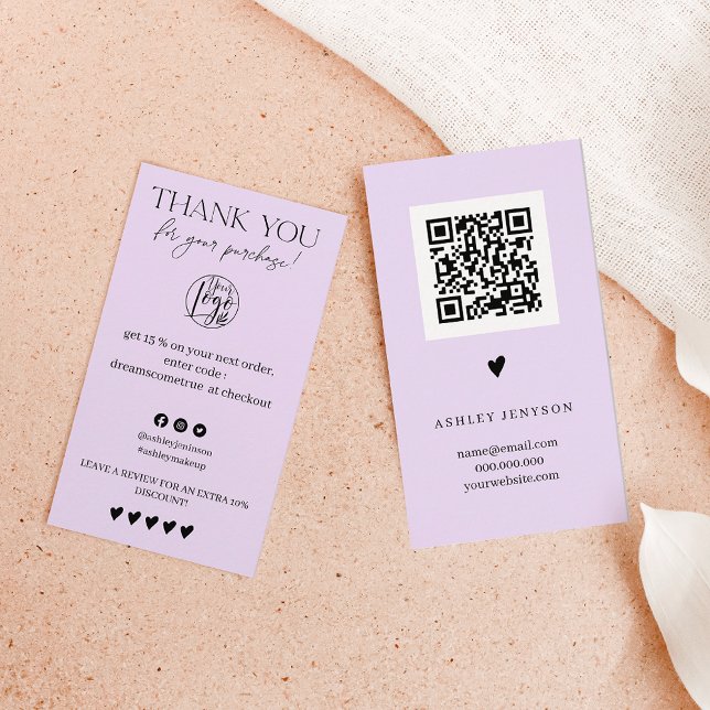 Carte De Visite Review Simple lavender order merci (Créateur téléchargé)