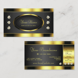 Carte De Visite Rhinestones de luxe noir et or Lumineuses Faux