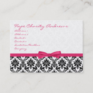 Carte De Visite Ribbon Noir Damas Floral -
