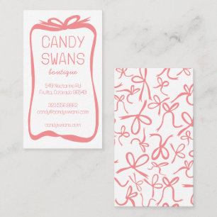 Carte De Visite Ribbon rose Vaches sucré Custom Feminine Cute Girl