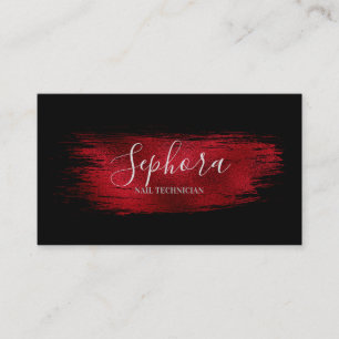 Carte De Visite Rich Crimson Rouge Métallurgique Paint Stroke