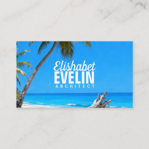 Carte De Visite Rivage Bleu Serein avec Palmiers t321