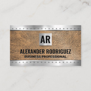 Carte De Visite Rivets métalliques Cuir Brown Monogram Business