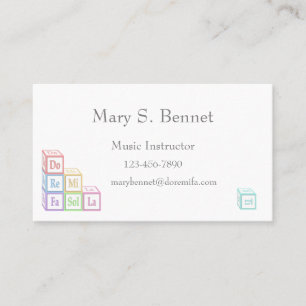 Carte De Visite "Ro Re Mi" Blocs musicaux pour bébés Enseignant 