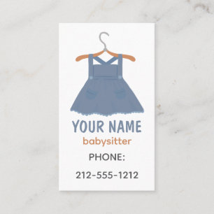 Carte De Visite Robe bleue sur cintre baby-sitter bohème