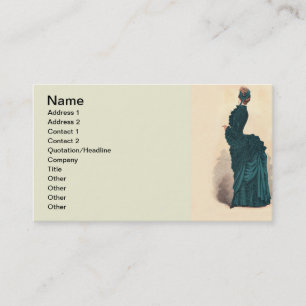 Carte De Visite Robe Bleue Victorienne élégante Mode Femme Art