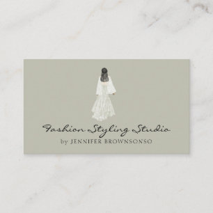 Carte De Visite Robe de mariée aquarelle vert sauge Planificateur