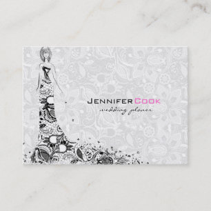Carte De Visite Robe Mariage noir & blanc & dentelle Vintage