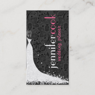 Carte De Visite Robe Mariage noir et blanc & dentelle Vintage 2a