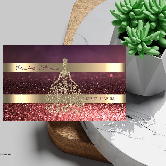 Carte De Visite Robe Parties scintillant Or Moderne Élégante, Boke (Créateur téléchargé)