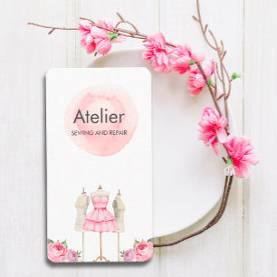 Carte De Visite Robe rose Aquarelle Mannequin