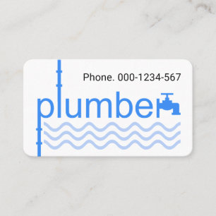 Carte De Visite Robinet de plomberie bleu sur vague bleue