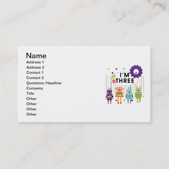Carte De Visite Robot T-shirts et cadeaux d'anniversaire 3e (Devant)