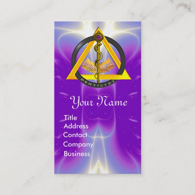 CARTE DE VISITE ROCHE DE PERLE DE MONOGRAMME DENTISTE ASCLEPIUS (Devant)