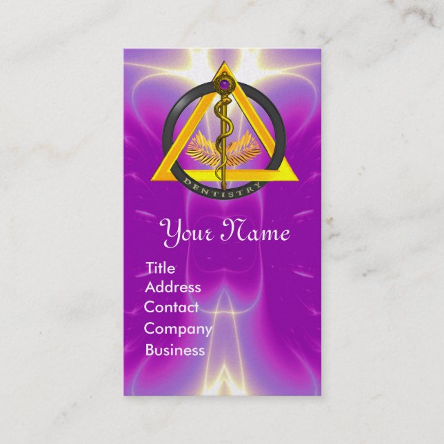 CARTE DE VISITE ROCHE DE PERLE DE MONOGRAMME DENTISTE ASCLEPIUS (Devant)