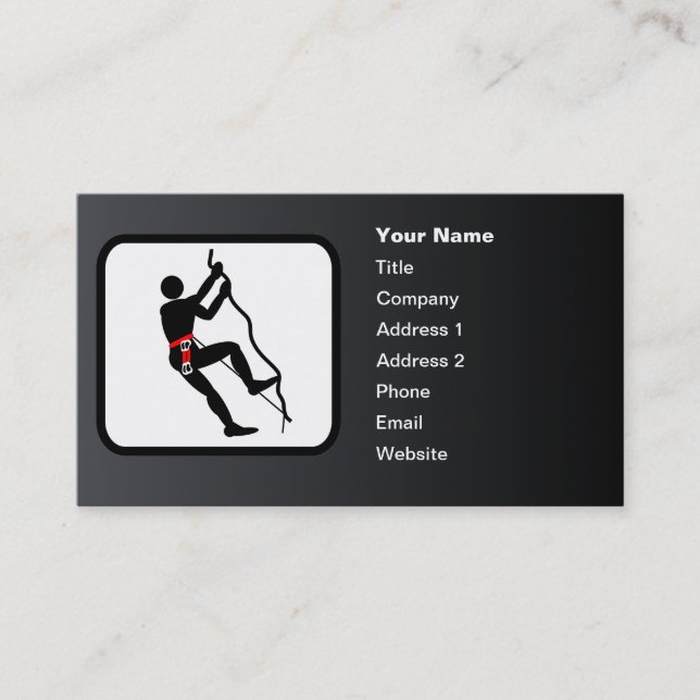 Carte De Visite Rock Climber Logo personnalisable Noir (Devant)