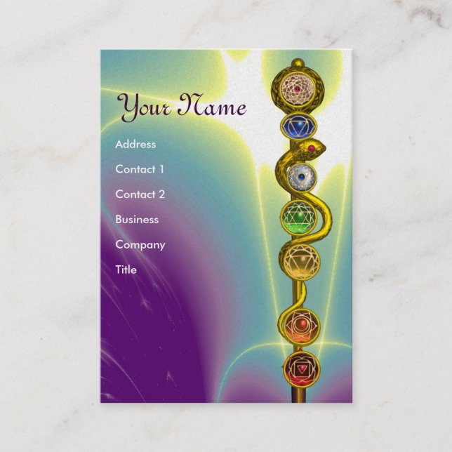 CARTE DE VISITE RODE D'ASCLEPIUS, 7 CHAKRAS, YOGA, ÉNERGIE SPIRITU (Devant)