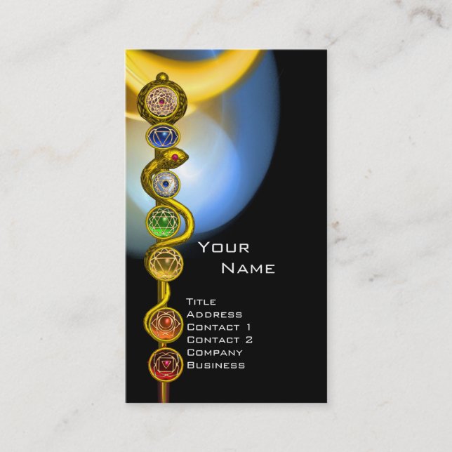 CARTE DE VISITE RODE D'ASCLEPIUS, 7 CHAKRAS, YOGA, ÉNERGIE SPIRITU (Devant)