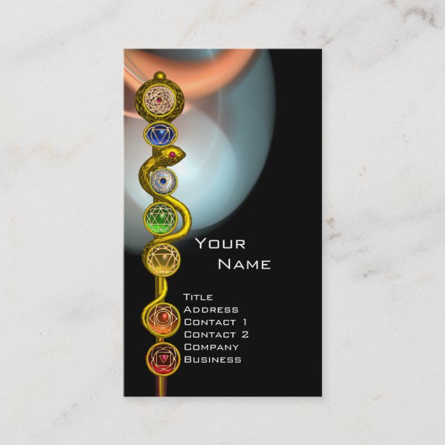 CARTE DE VISITE RODE D'ASCLEPIUS, 7 CHAKRAS, YOGA, ÉNERGIE SPIRITU (Devant)