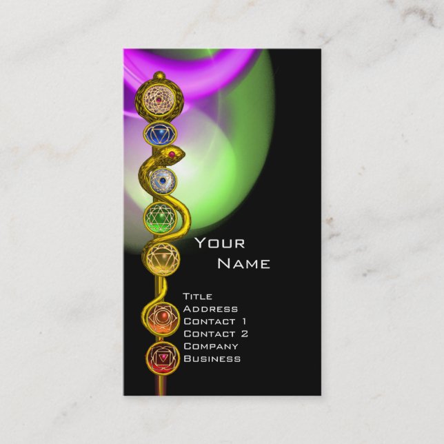 CARTE DE VISITE RODE D'ASCLEPIUS, 7 CHAKRAS, YOGA, ÉNERGIE SPIRITU (Devant)