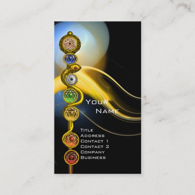 CARTE DE VISITE RODE D'ASCLEPIUS,7 CHAKRAS, YOGA, ÉNERGIE SPIRITUE (Devant)