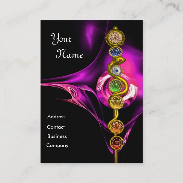 CARTE DE VISITE RODE D'ASCLEPIUS,7 CHAKRAS, YOGA, ÉNERGIE SPIRITUE (Devant)