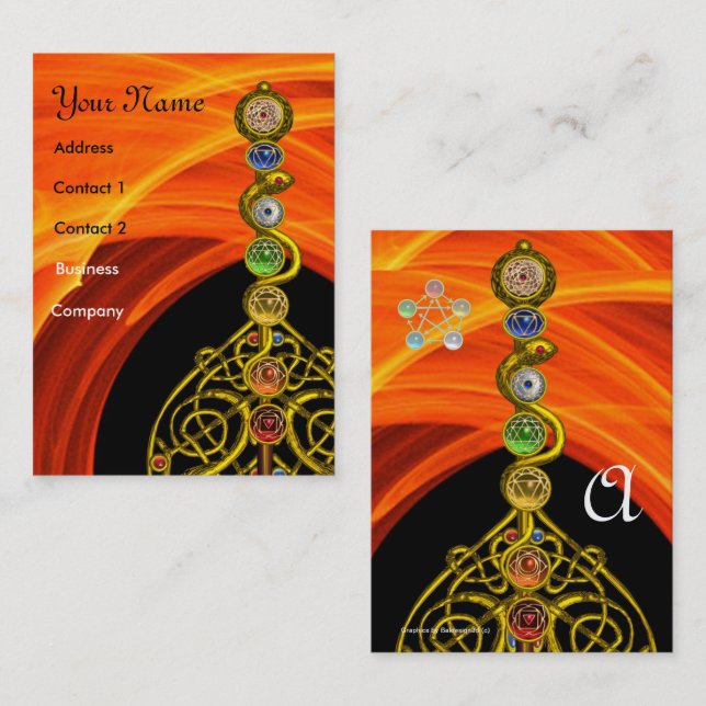 CARTE DE VISITE RODE D'ASCLEPIUS,7 CHAKRAS, YOGA, ÉNERGIE SPIRITUE (Devant / Derrière)
