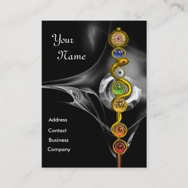 CARTE DE VISITE RODE D'ASCLEPIUS,7 CHAKRAS, YOGA, ÉNERGIE SPIRITUE (Devant)