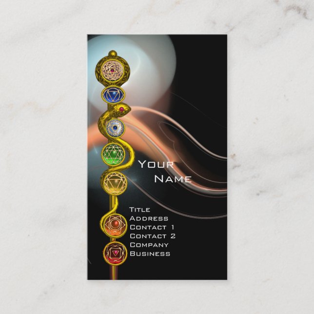CARTE DE VISITE RODE D'ASCLEPIUS,7 CHAKRAS, YOGA, ÉNERGIE SPIRITUE (Devant)