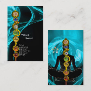 Carte De Visite RODE D'ASCLEPIUS,7 CHAKRAS YOGA LOTUS POSE Bleu