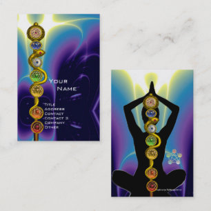 Carte De Visite RODE D'ASCLEPIUS,7 CHAKRAS YOGA LOTUS POSE Bleu