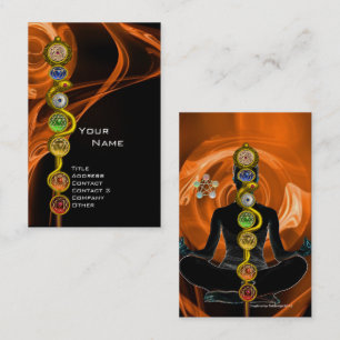 Carte De Visite RODE D'ASCLEPIUS,7 CHAKRAS YOGA LOTUS POSE Orange