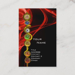Carte De Visite RODE D'ASCLEPIUS,7 CHAKRAS YOGA LOTUS POSE Rouge