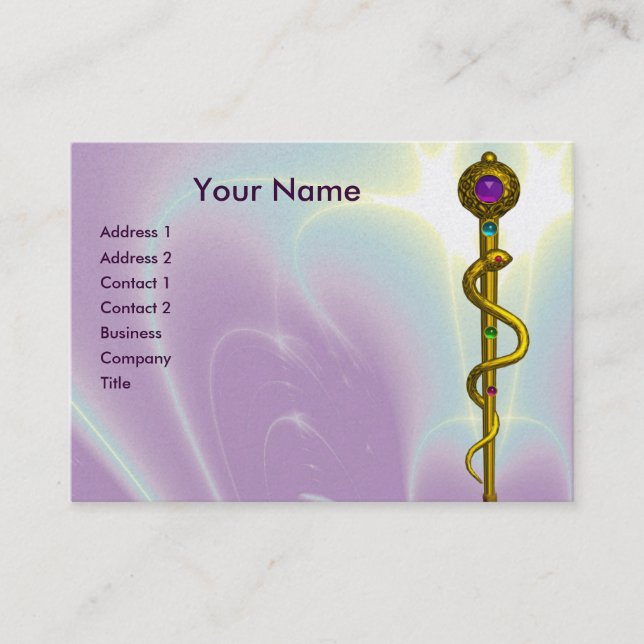 Carte De Visite RODE DU SYMBOLE DE GUÉRISON Médicale Or ASCLEPIUS  (Devant)