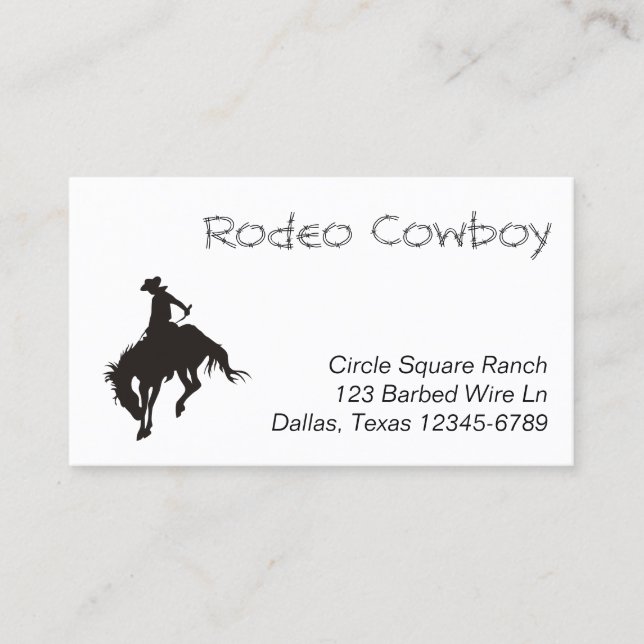 Carte De Visite Rodeo Cowboy Silhouette (Devant)