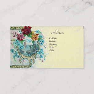 Carte De Visite ROMANTICA Fleurs antiques Roses, Crème Florale Pea