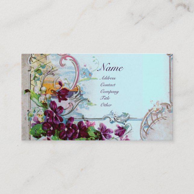 Carte De Visite ROMANTICA Pansies, Violets, Hiver Floral Blanc (Devant)