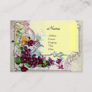 Carte De Visite ROMANTIQUE, ROSES, FLEURS BLEUES, PANSIERS Floral 