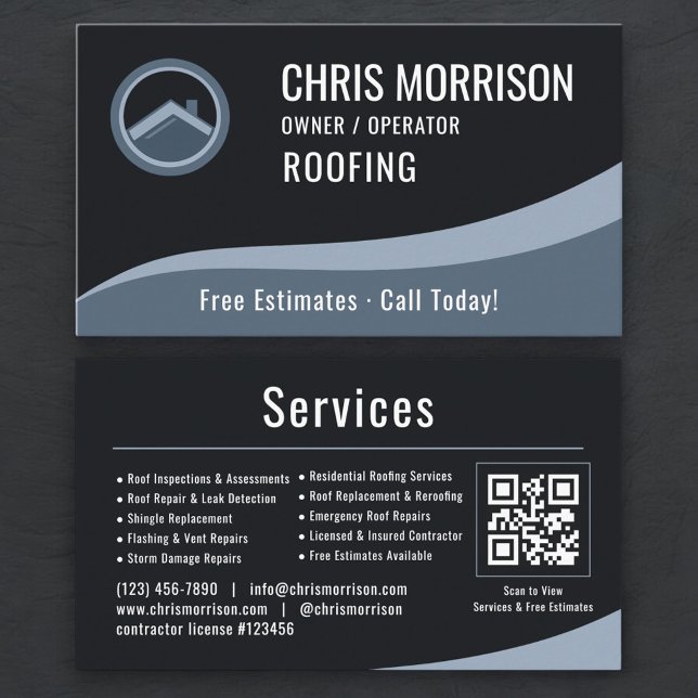 Carte De Visite Roofer Roofing QR Code (Créateur téléchargé)