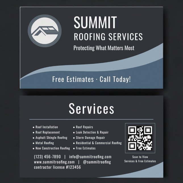 Carte De Visite Roofing Roofer QR Code Professional  (Créateur téléchargé)