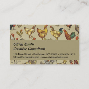 Carte De Visite Rooster Poulet de la ferme Pays Animal