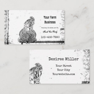 Carte De Visite Rooster Vintage ferme noir blanc texture pays