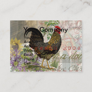 Carte De Visite Rooster vintage Français Collage Ferme Animaux dom