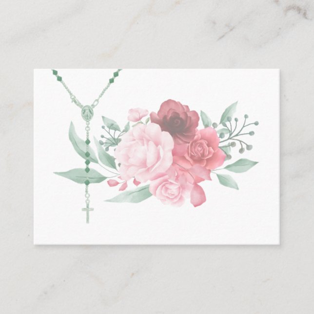 Carte De Visite Rosaire Catholique Rose Religieux Floral Business  (Devant)