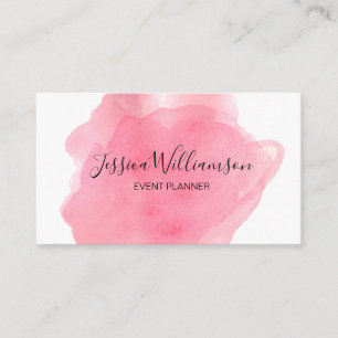 Carte De Visite Rose, aquarelle, moderne, chic, planificateur d'é