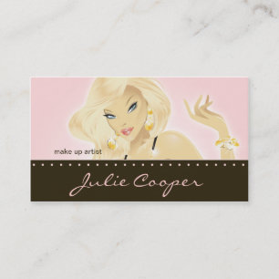Carte De Visite Rose assez blond de femme de bijoux de maquilleur