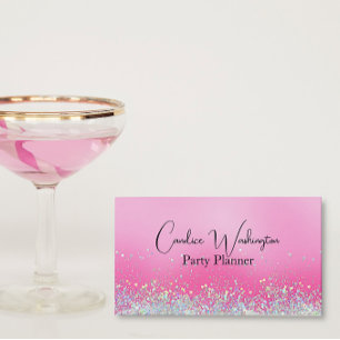 Carte De Visite Rose avec Sparkling Confetti