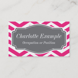 Carte De Visite rose blanc gris Chevron personnel