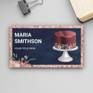 Carte De Visite Rose bleu marine Parties scintillant or Burgundy C
